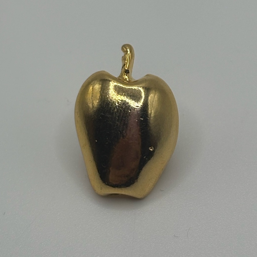 Vintage Jubilee Gold Tone Domed Apple Brooch Pin Costume Jewelry Retro Statement